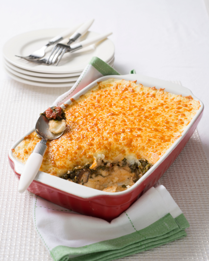 Cheesy pap with spinach recipe
